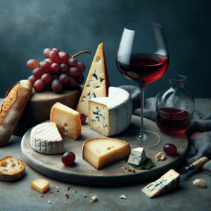 Accord vin rouge et fromages, plateau varié en Suisse