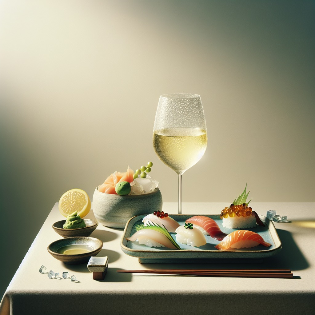 Verre de blanc et sushis, accord frais et iodé