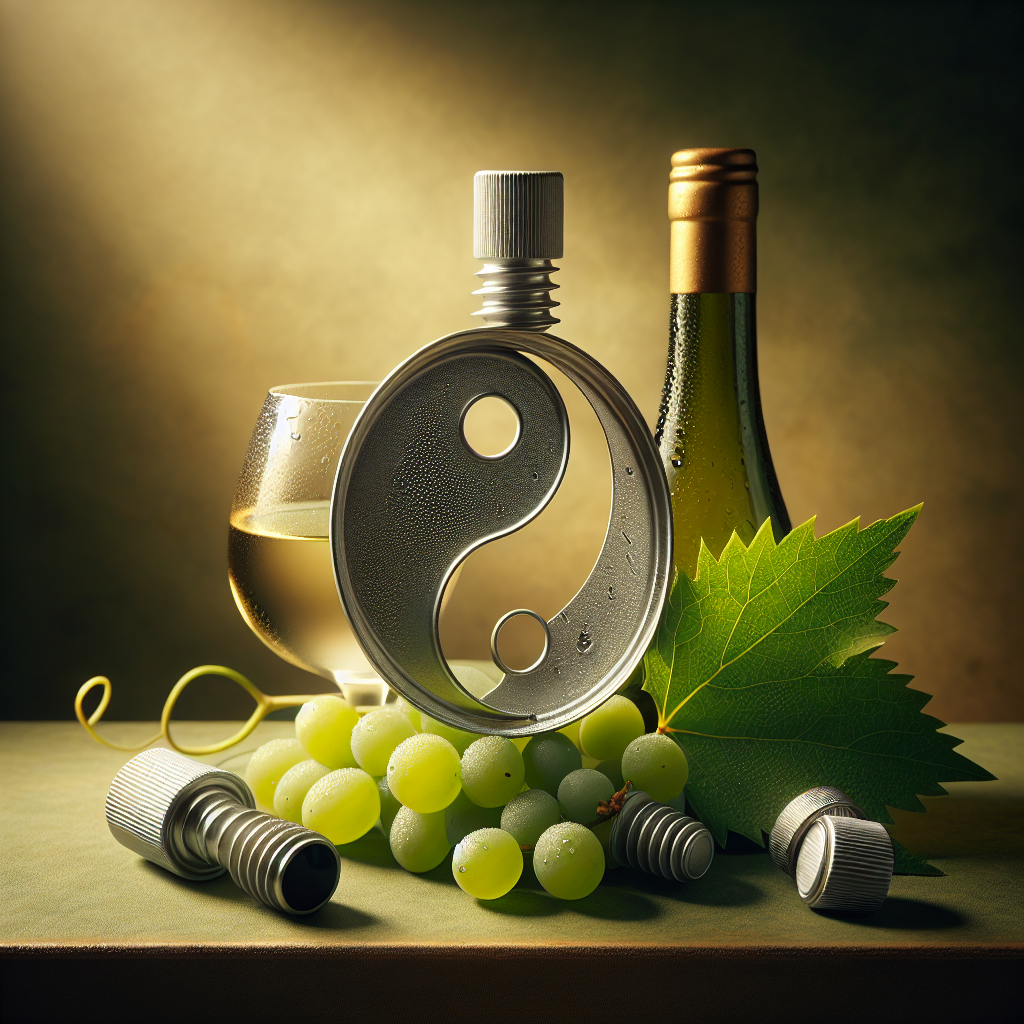 Schraubverschluss und Glasverschluss auf einem Weinblatt