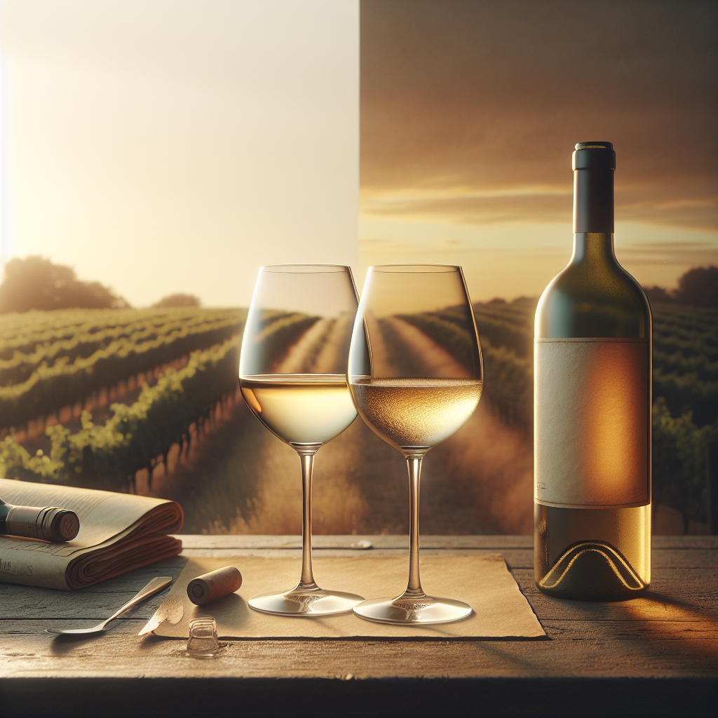 Verres de vin naturel, clair et trouble, au lever du soleil