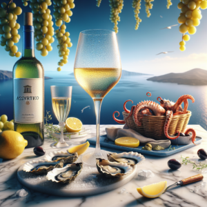 Verkostung griechischer Weine auf einer sonnigen mediterranen Tafel